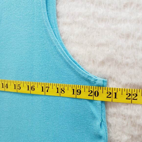 Tank Top Size 1X Aqua Luxury Feel Soft Girl Casual Chic Vacation Ribbed Travel - Picture 6 of 10